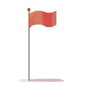 Red flag on pole in ground